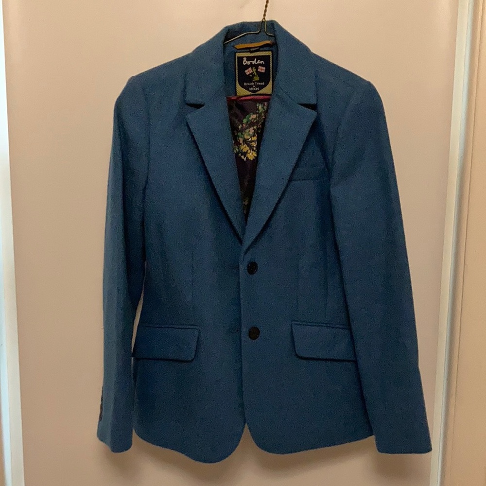 Sea blue tweed blazer, boden, perfect shape